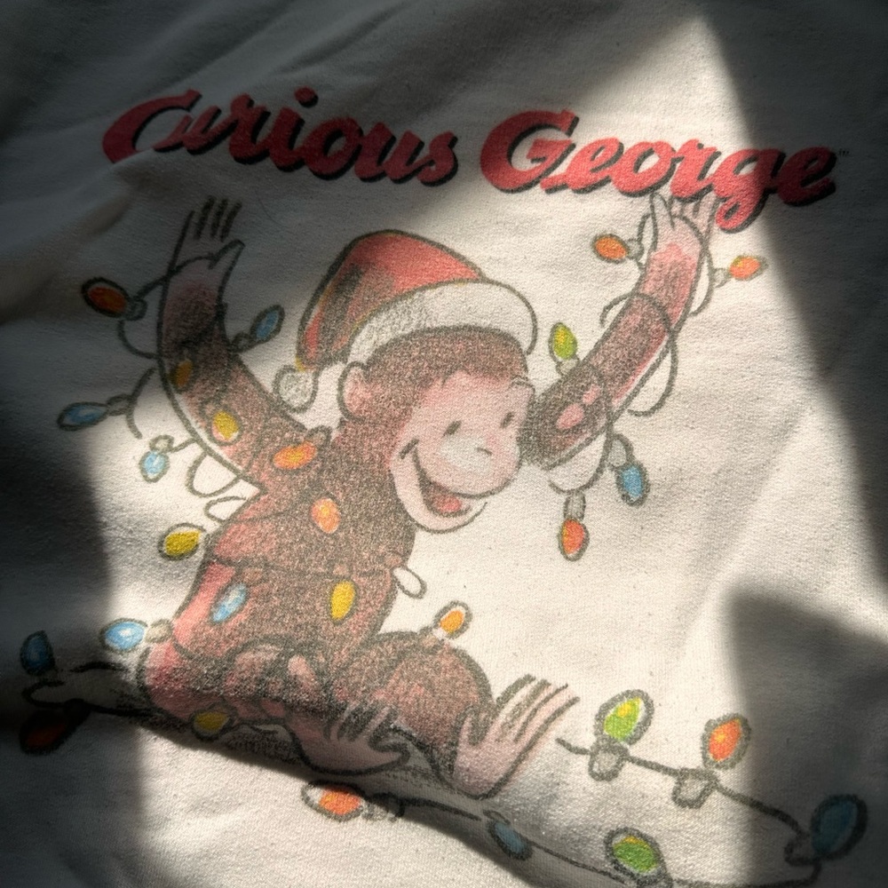 Jerzees Curious George Sweatshirt Holidays - Picture 2 of 5